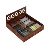 Moon Solid Sheesham Wood Bed With Box Storage (King Size, Natural Finish)